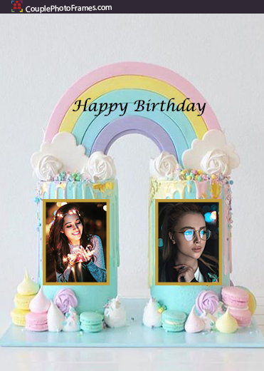 lovely-happy-birthday-cake-with-double-photo-frame